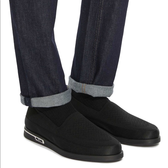 Prada Men’s Twill Mouline Knit Slip-Ons - Black - Picture 6 of 12